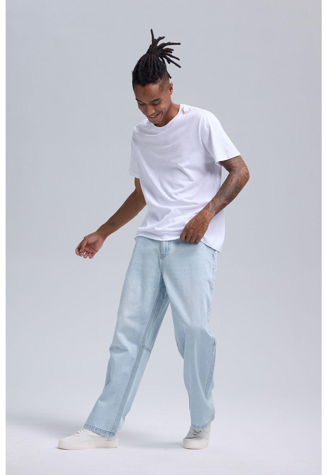 Jeans Hombre Recto Costura Azul-3