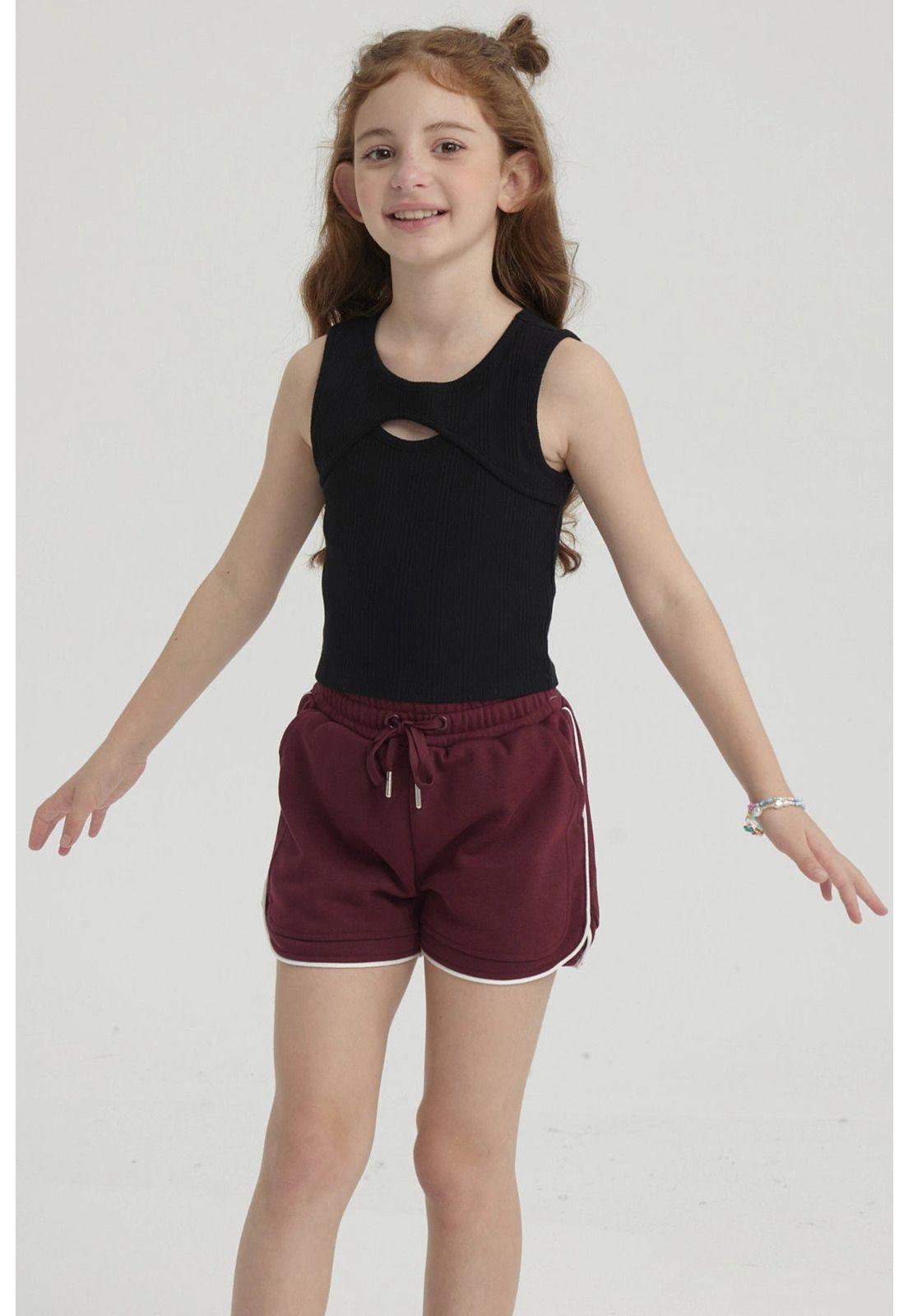 Polera Niña Rib Cut Out Negro-5