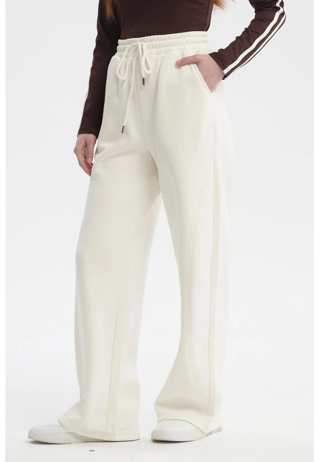 Pantalón Buzo Mujer Conjunto Crema-1