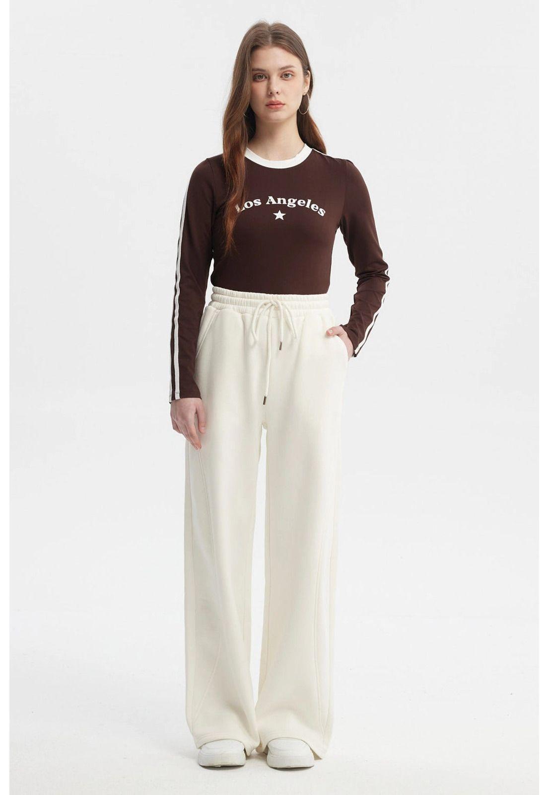 Pantalón Buzo Mujer Conjunto Crema-3