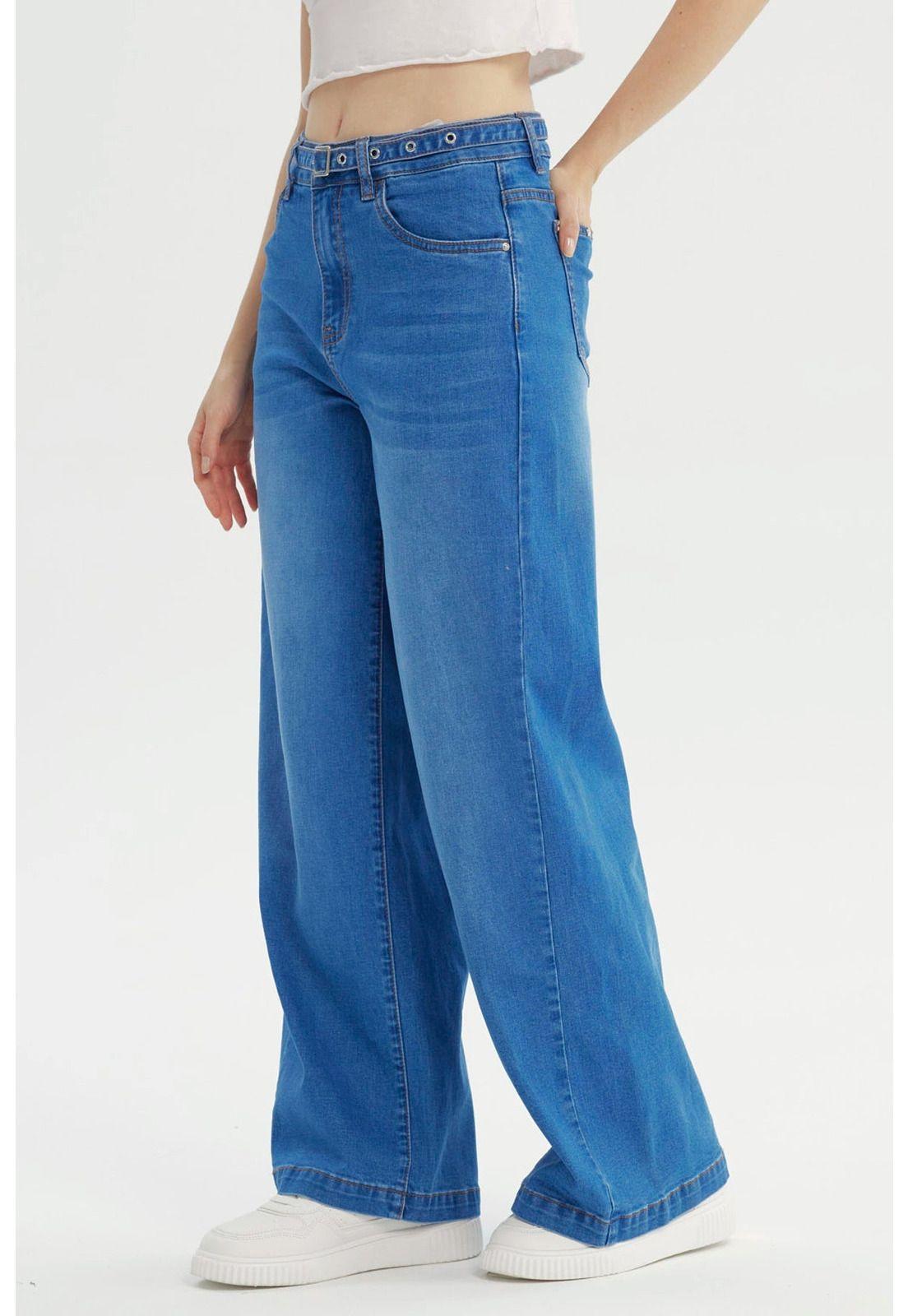 Jeans Mujer Moda Wide Leg Azul - ll-1