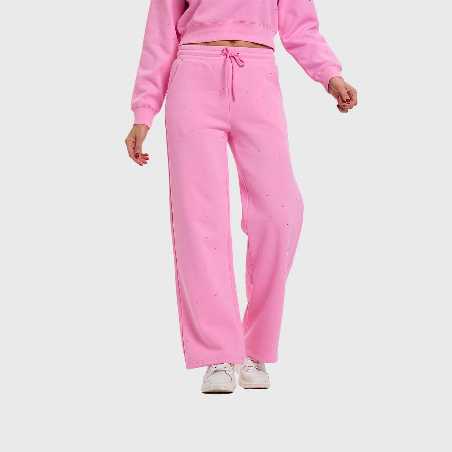 Pantalón Mujer Strass Wide Leg Rosado Fashion's Park-1