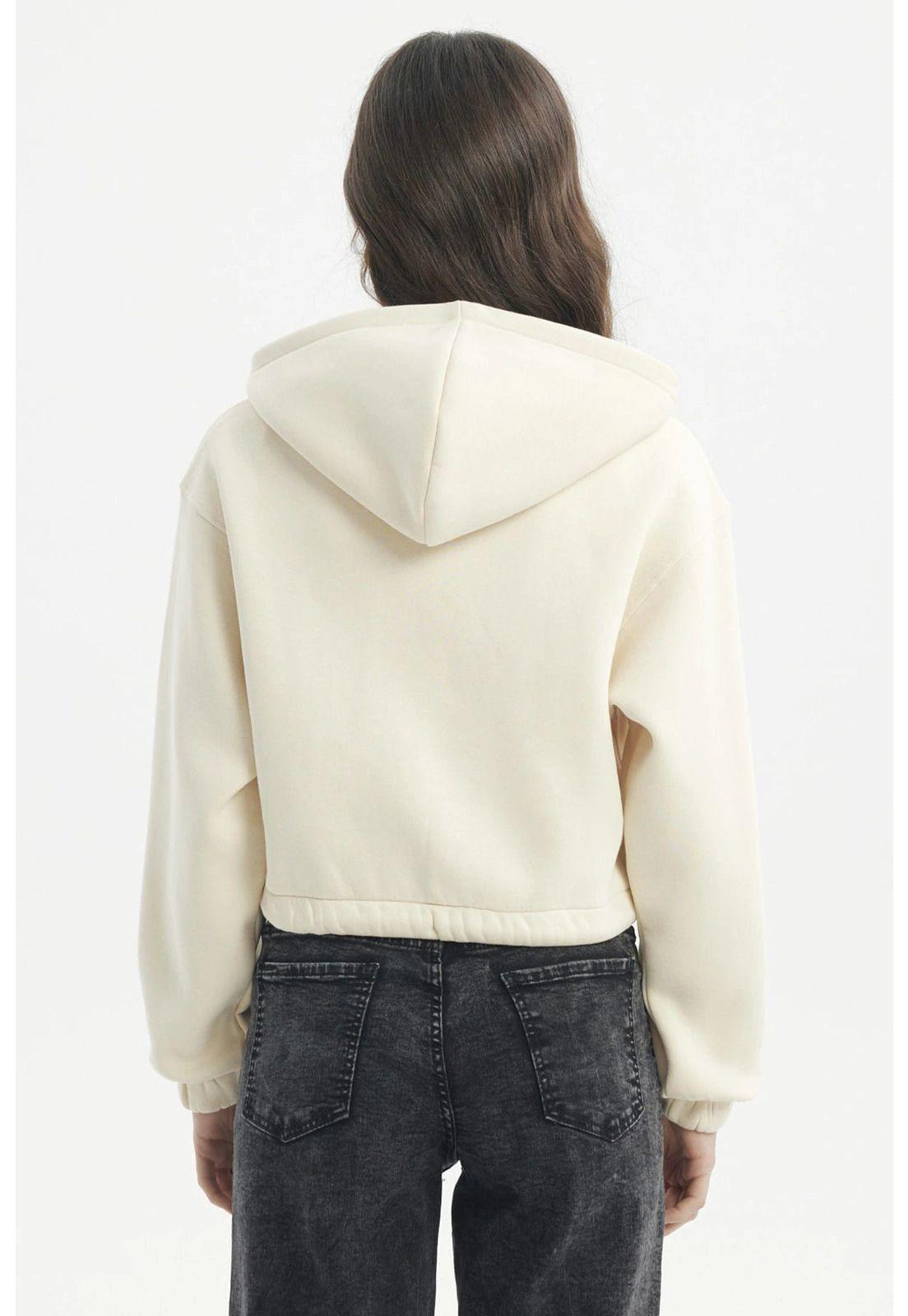 Polerón Mujer Zipper Crop Crema-2