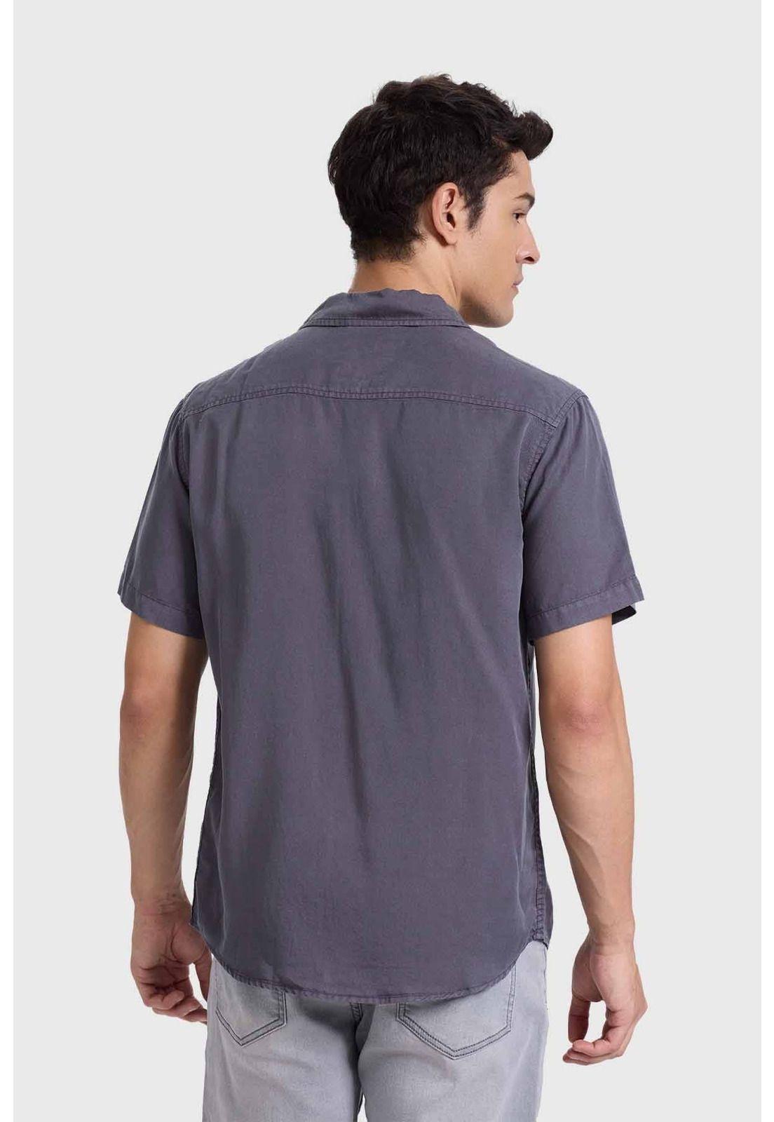 Camisa Hombre Con Bolsillo Gris-2