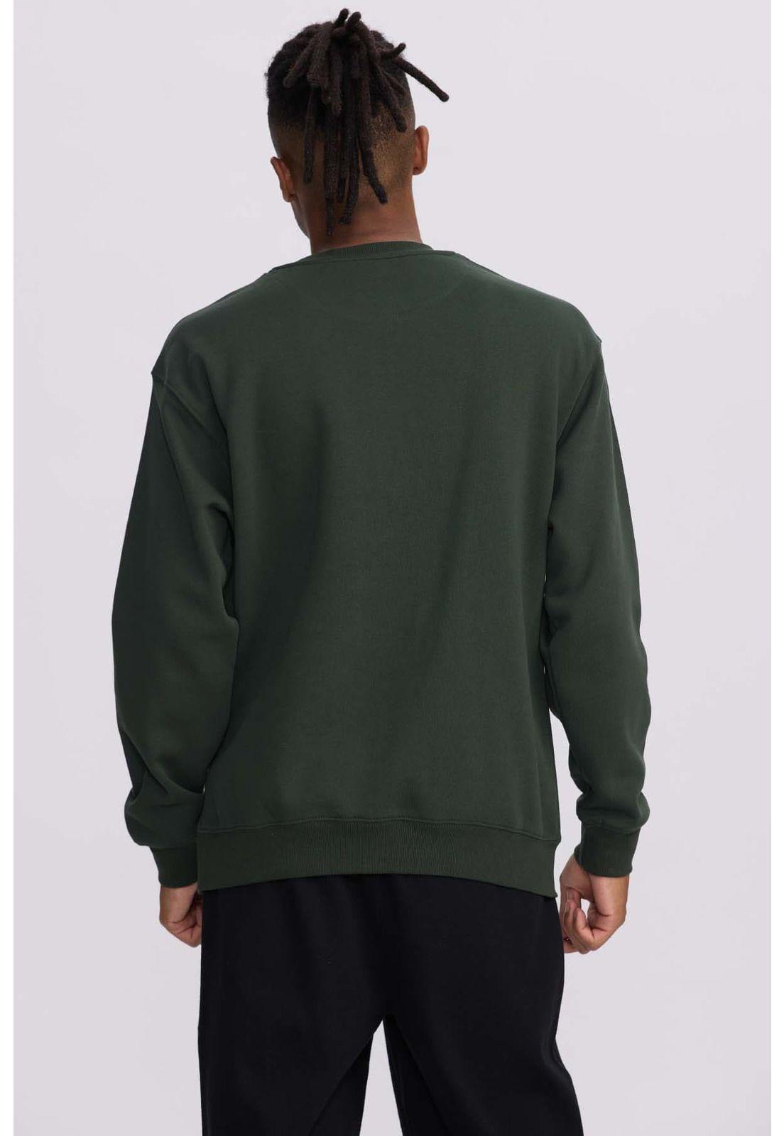 Polerón Hombre Central Print Verde Militar-2