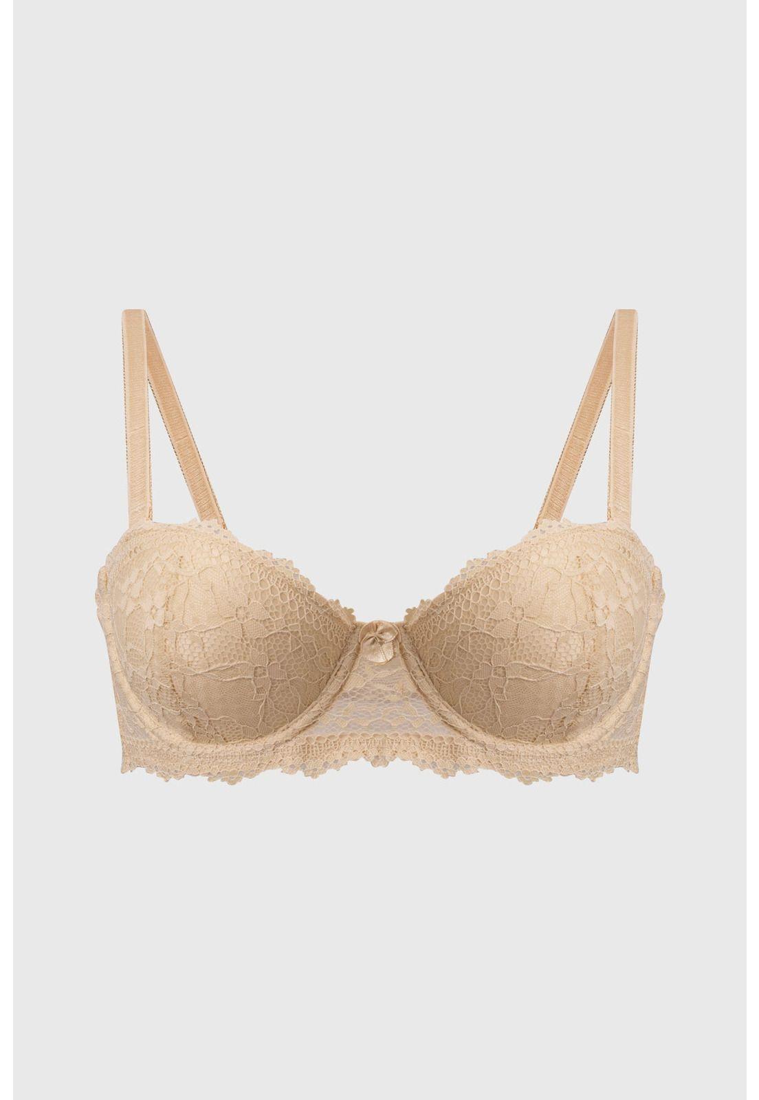 Sostén Mujer Strappless Encaje Beige-0