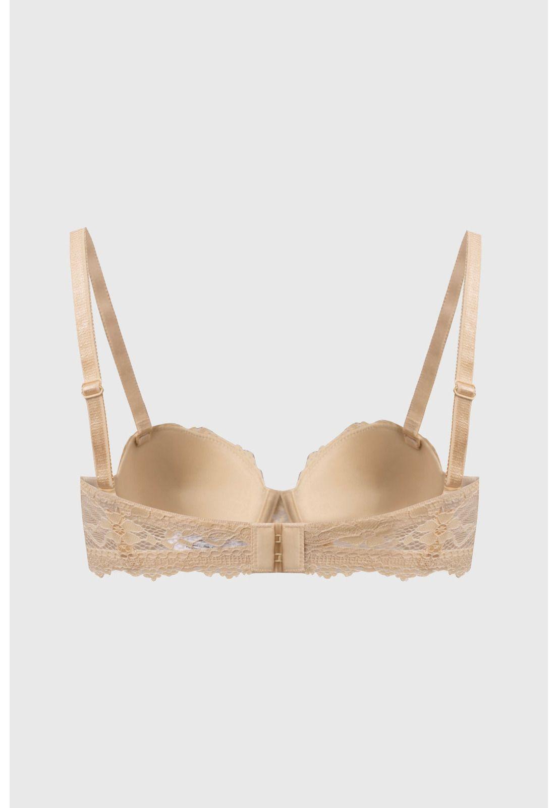 Sostén Mujer Strappless Encaje Beige-1