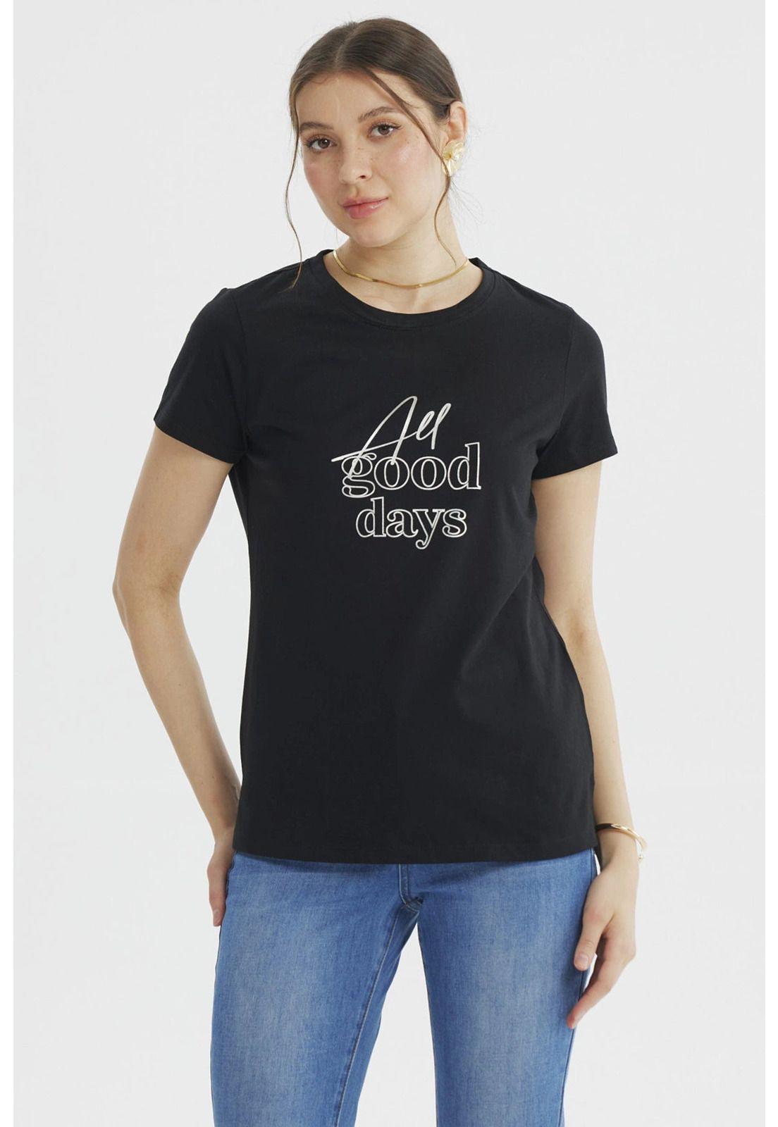 Polera Mujer Print Posiiconal Negro- ll-0