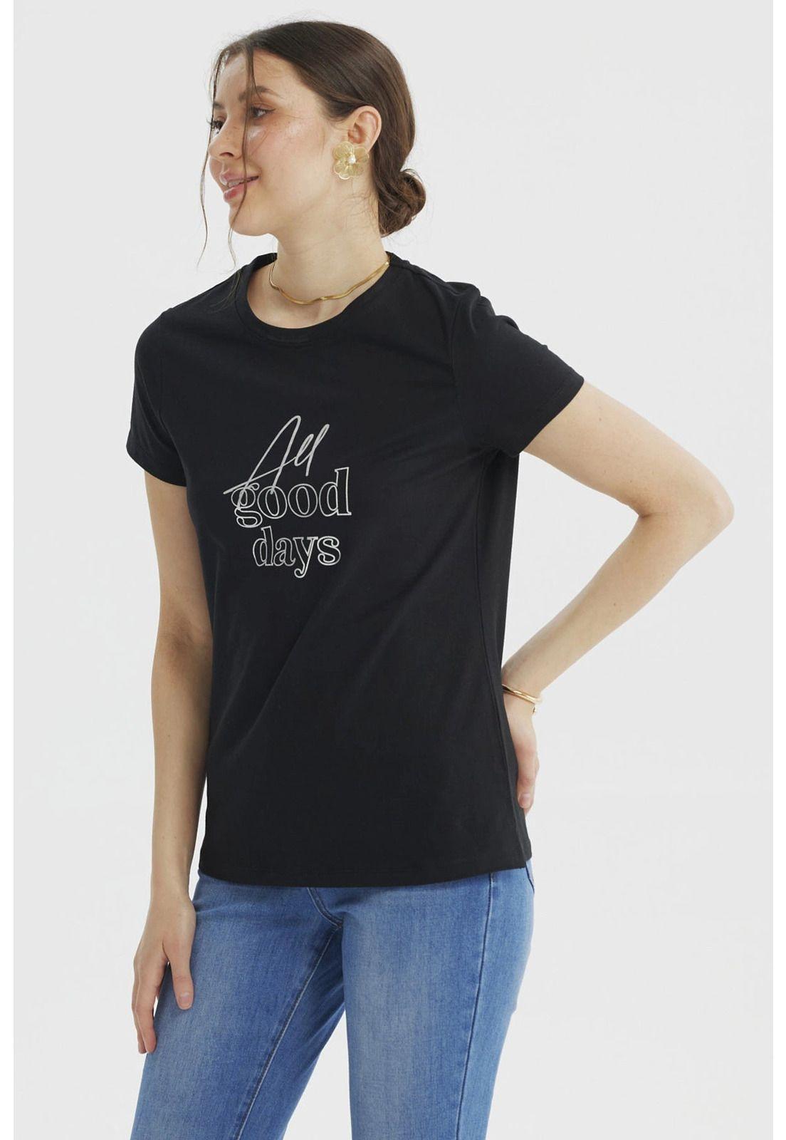 Polera Mujer Print Posiiconal Negro- ll-1