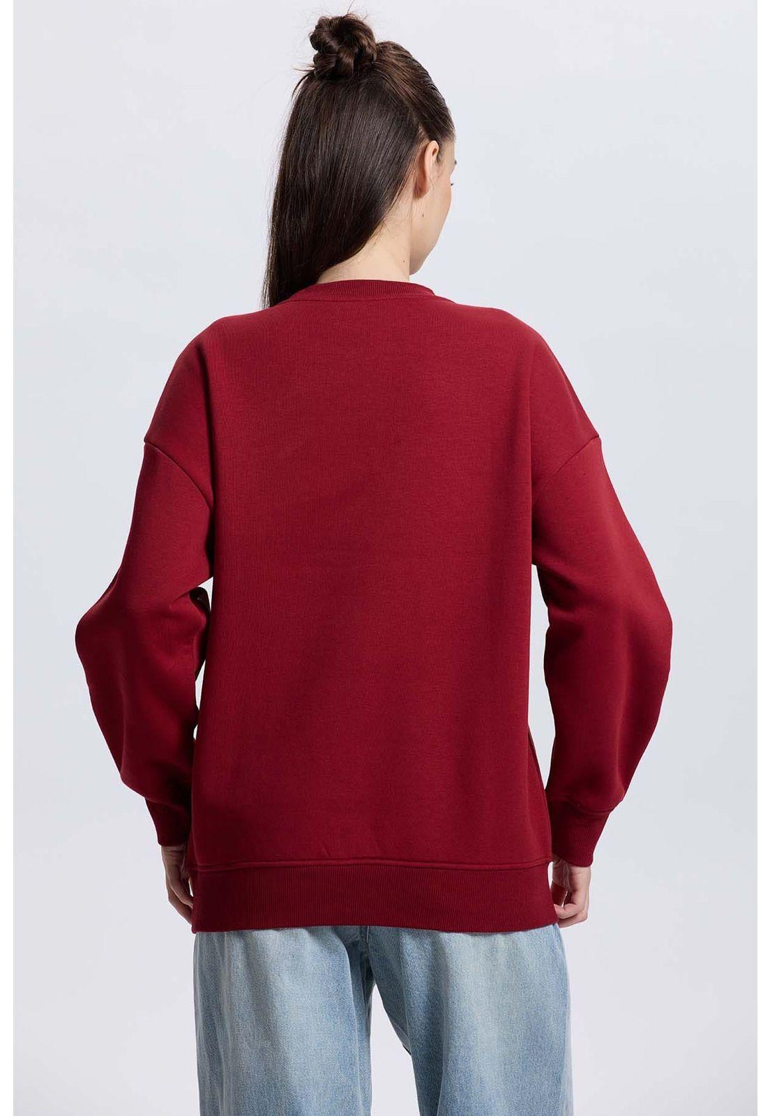 Polerón Mujer Print Mangas Burdeo-2