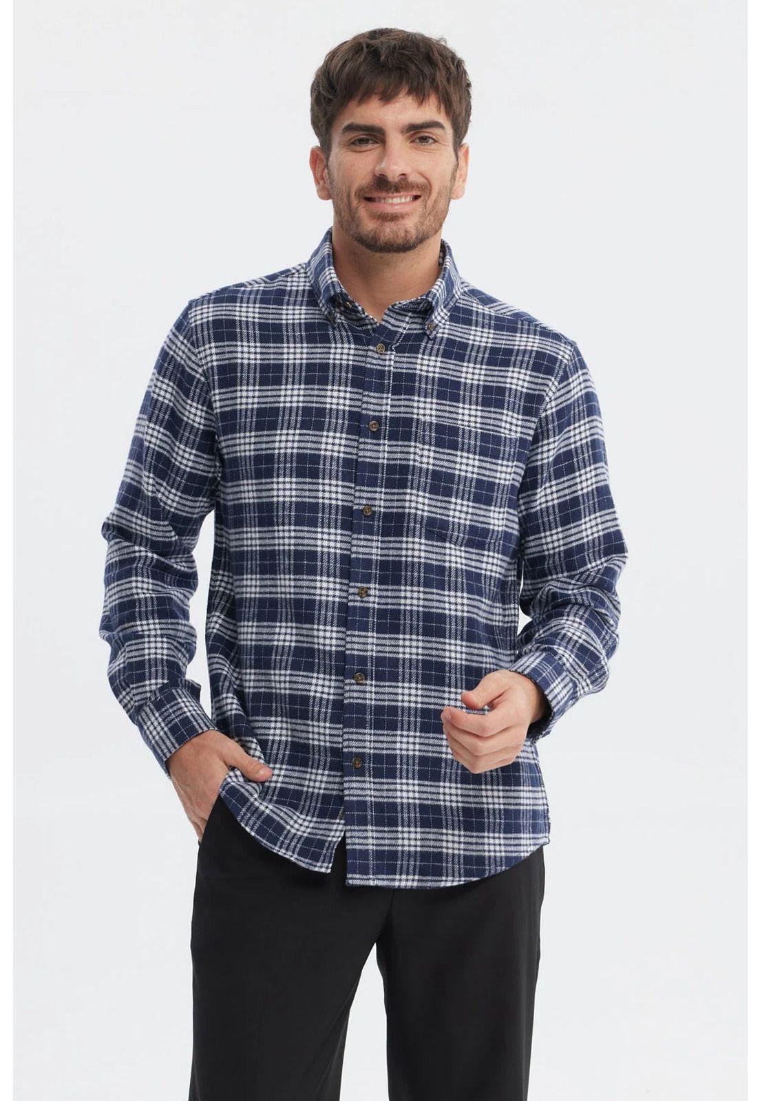 Camisa Hombre Franela Básica Azul Marino-0