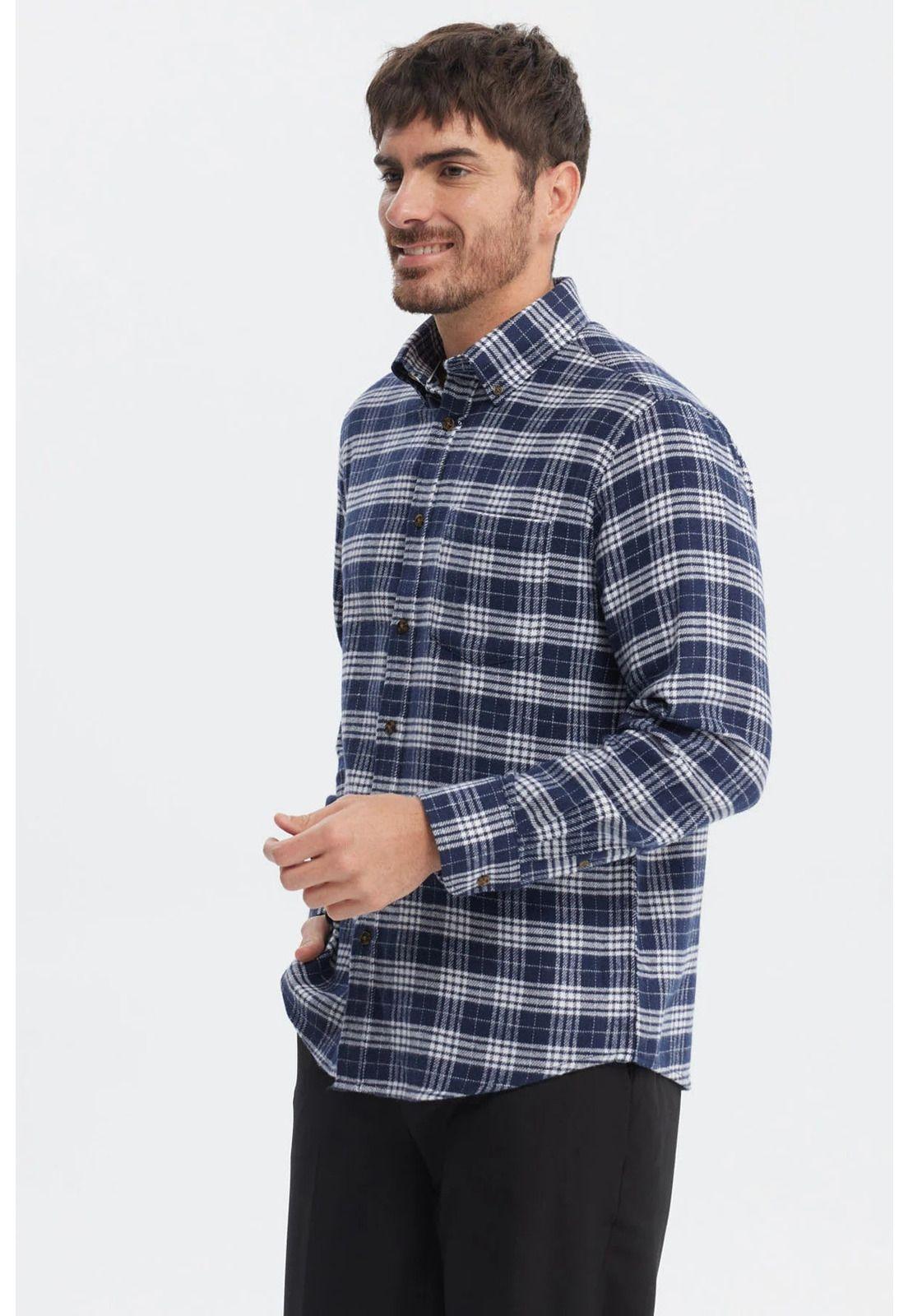 Camisa Hombre Franela Básica Azul Marino-1