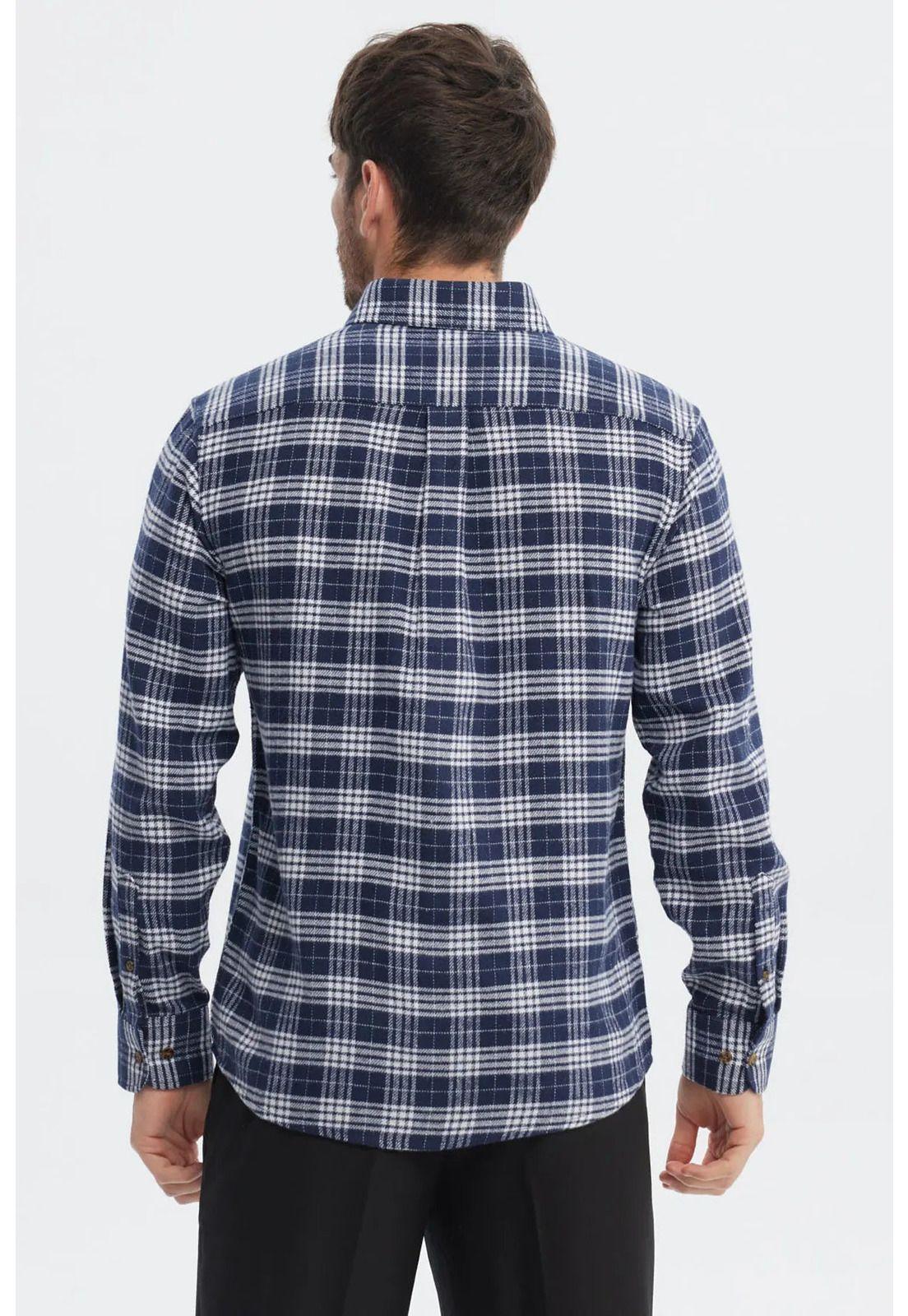 Camisa Hombre Franela Básica Azul Marino-2