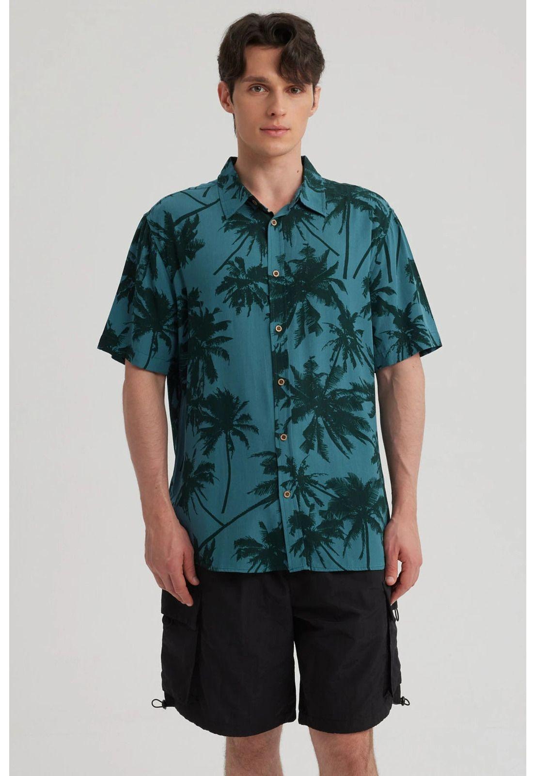 Camisa Hombre Full Print Verde Oscuro-4