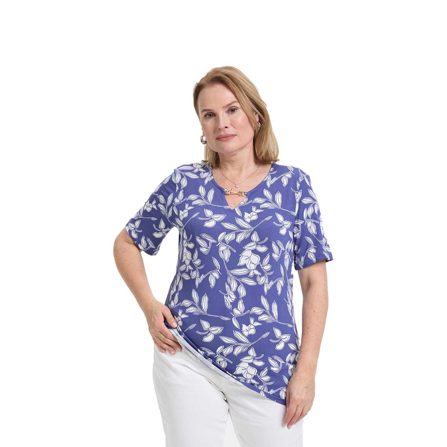 Polera Mujer Aplicación Print Azul Fashion's Park-0