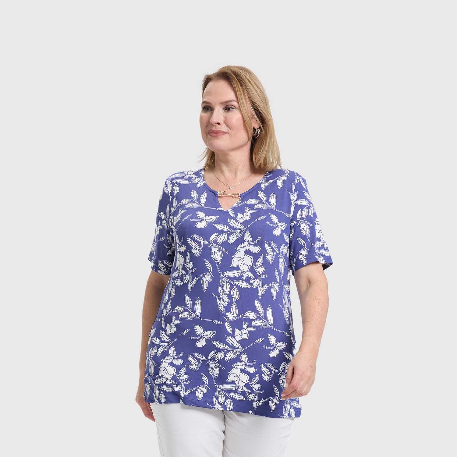 Polera Mujer Aplicación Print Azul Fashion's Park-1