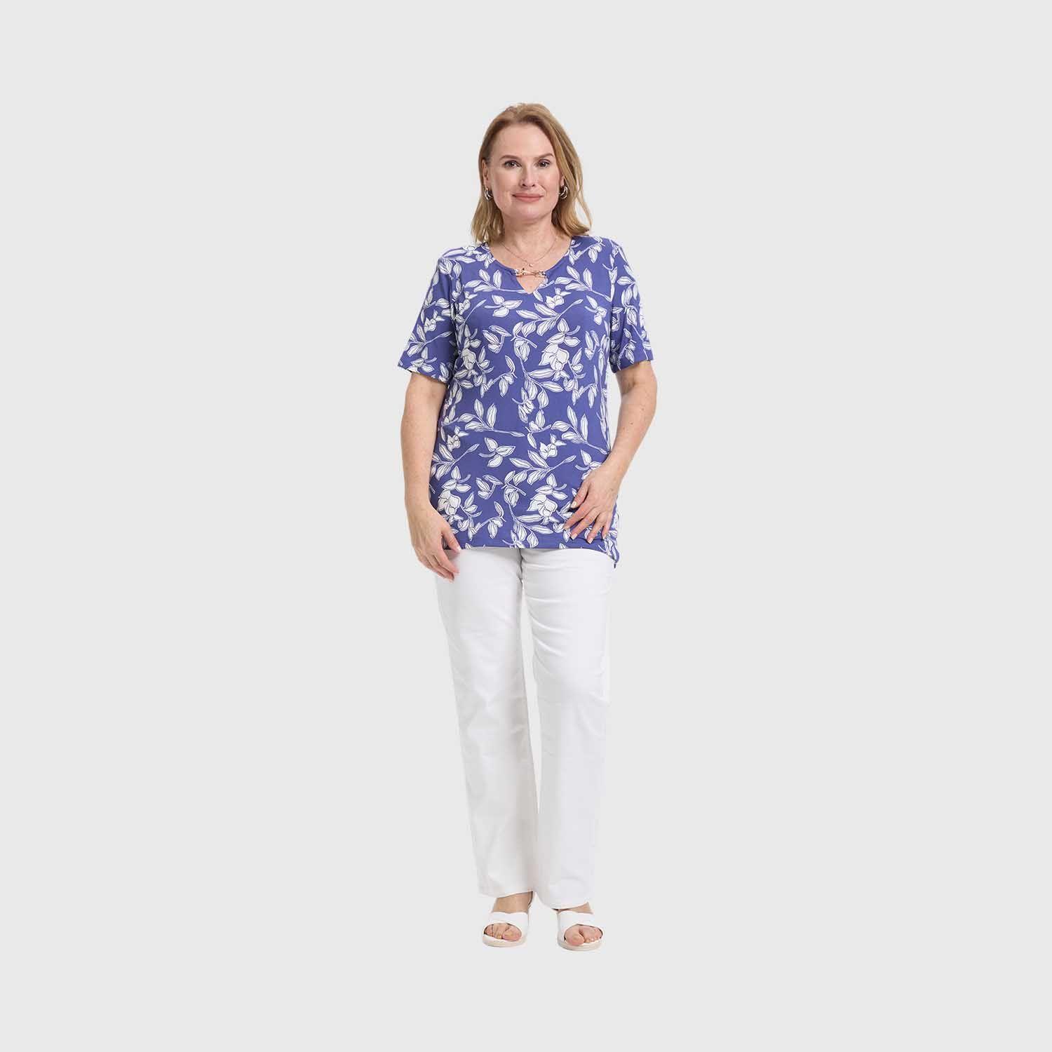 Polera Mujer Aplicación Print Azul Fashion's Park-3