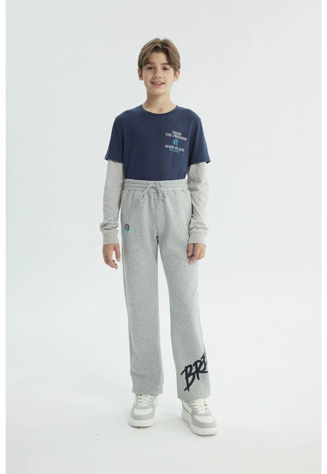 Pantalón Buzo Niño Clásico Gris Melange - ll-3