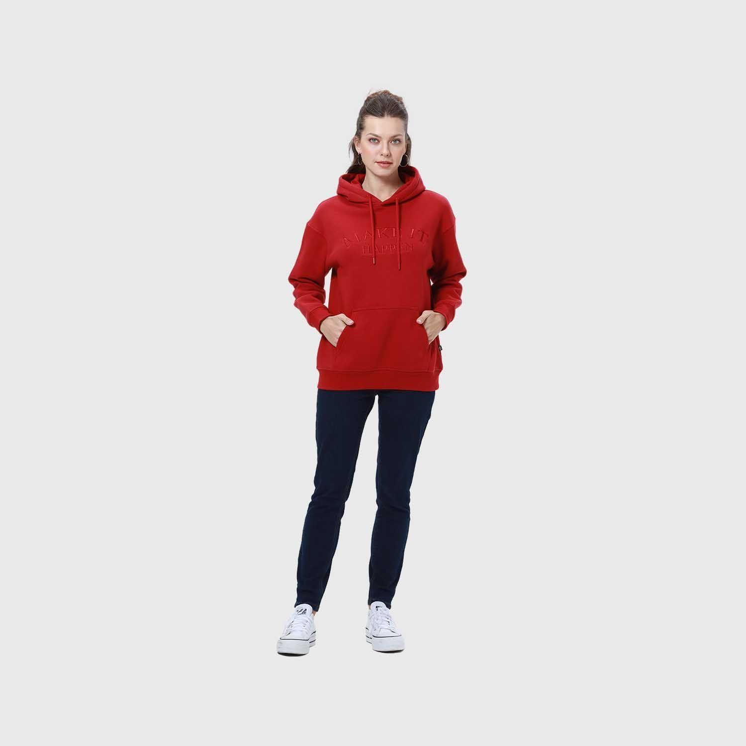 Polerón Mujer Canguro Print Rojo Oscuro-3