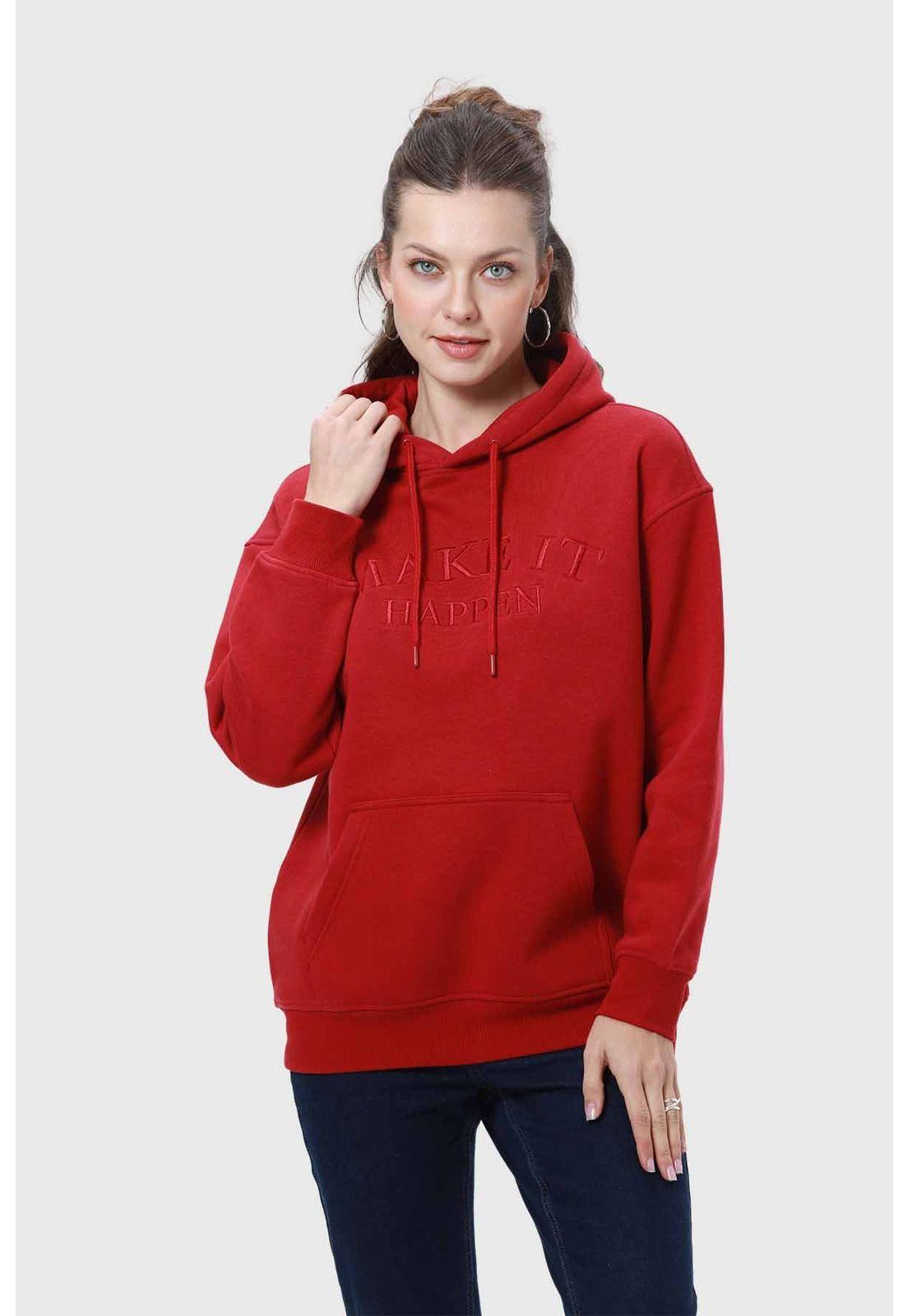 Polerón Mujer Canguro Print Rojo-0