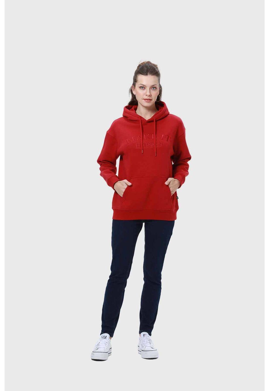 Polerón Mujer Canguro Print Rojo-3