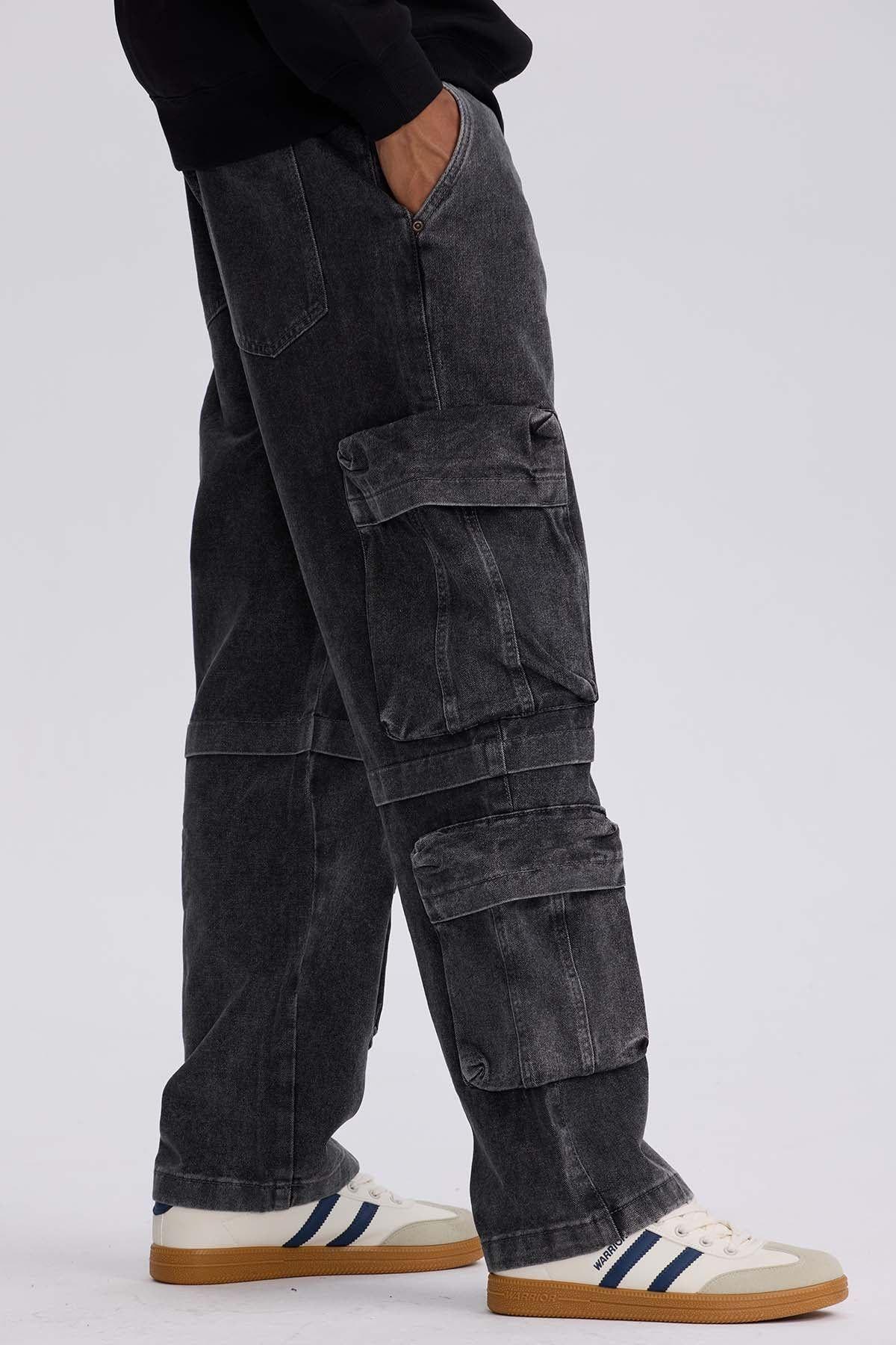 Jeans Hombre Doble Cargo Gris-1