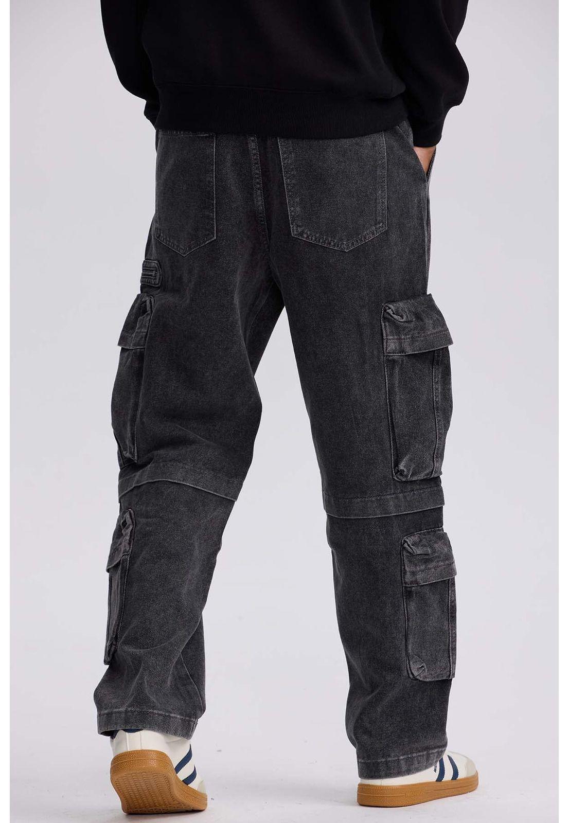 Jeans Hombre Doble Cargo Gris-2