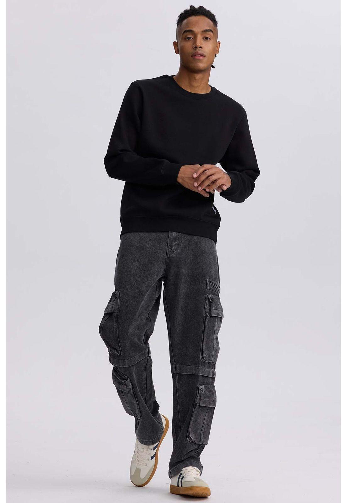 Jeans Hombre Doble Cargo Gris-3