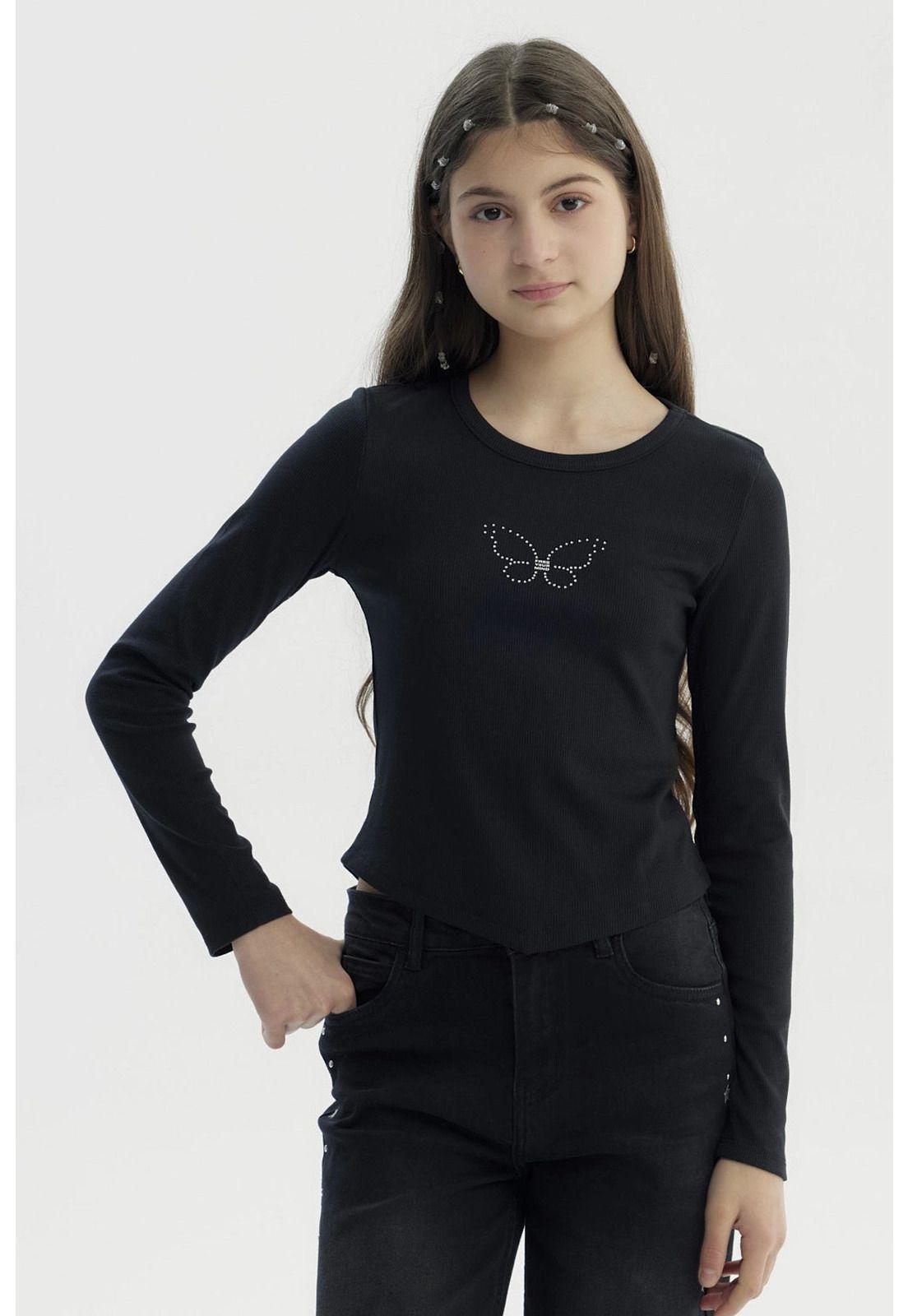 Polera Niña Slim Negro - V-0