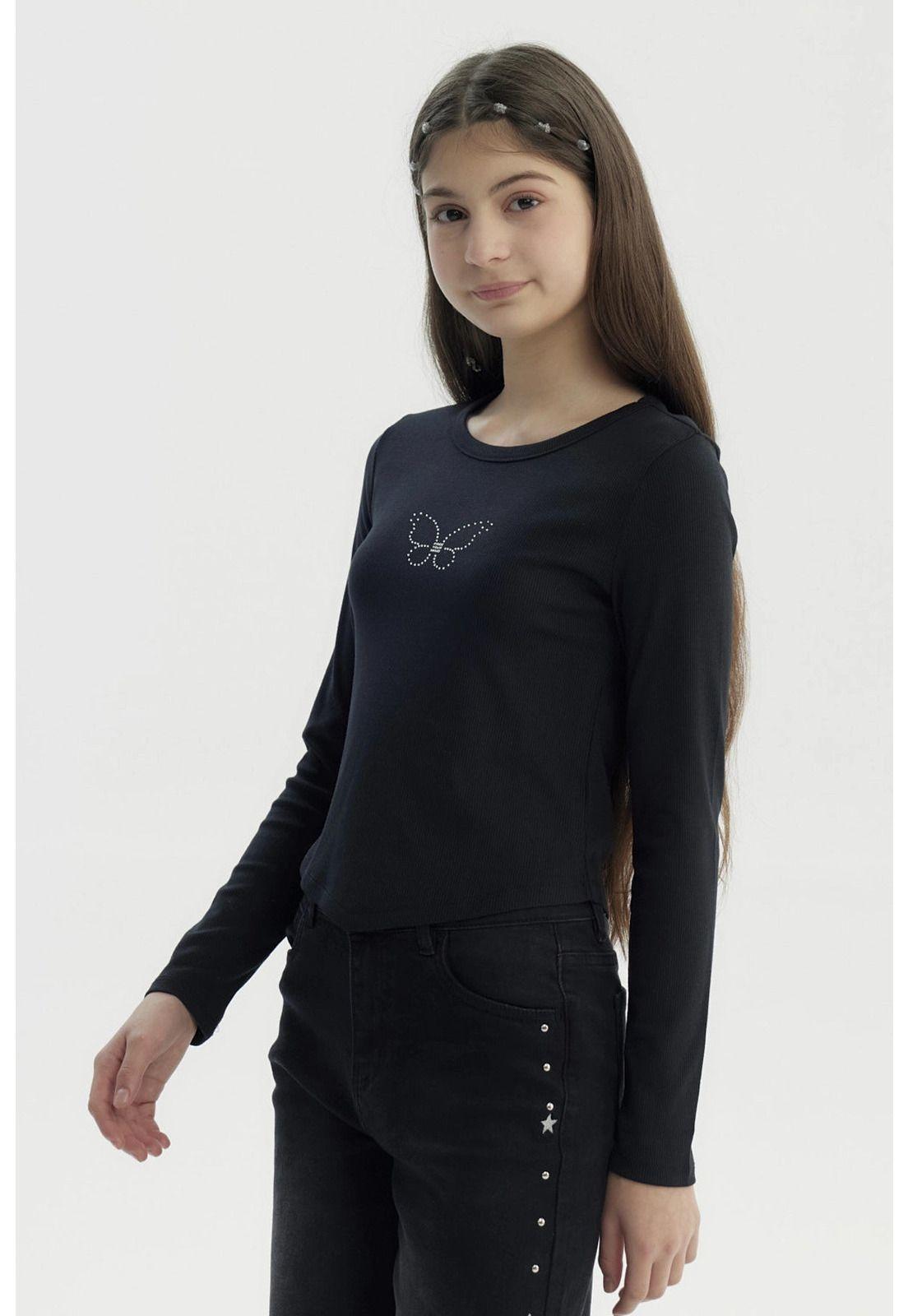 Polera Niña Slim Negro - V-1