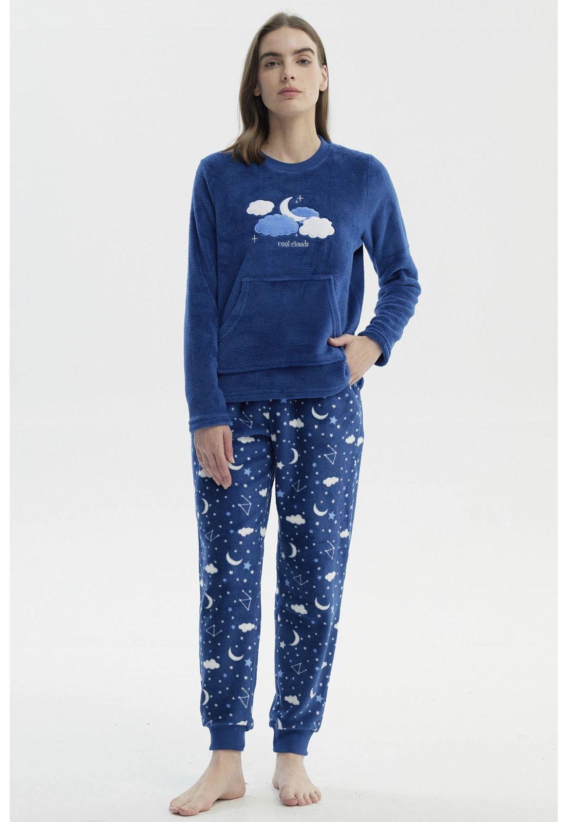 Pijama Mujer Polera Y Pantalón Azul-0