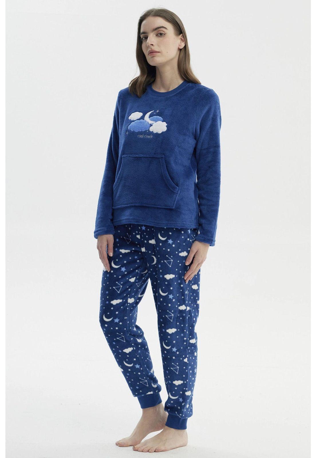 Pijama Mujer Polera Y Pantalón Azul-1