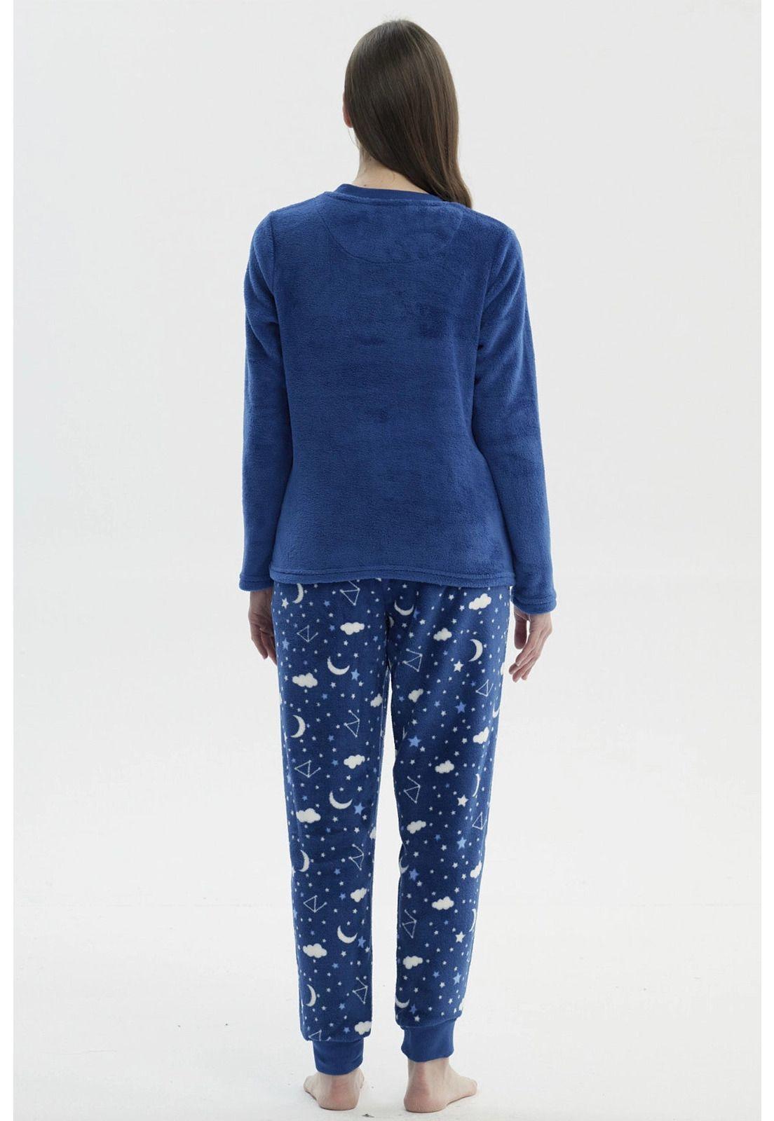 Pijama Mujer Polera Y Pantalón Azul-2