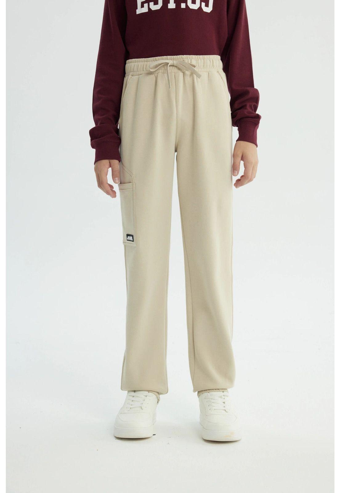 Pantalón Buzo Niño Pitillo Beige - ll-0