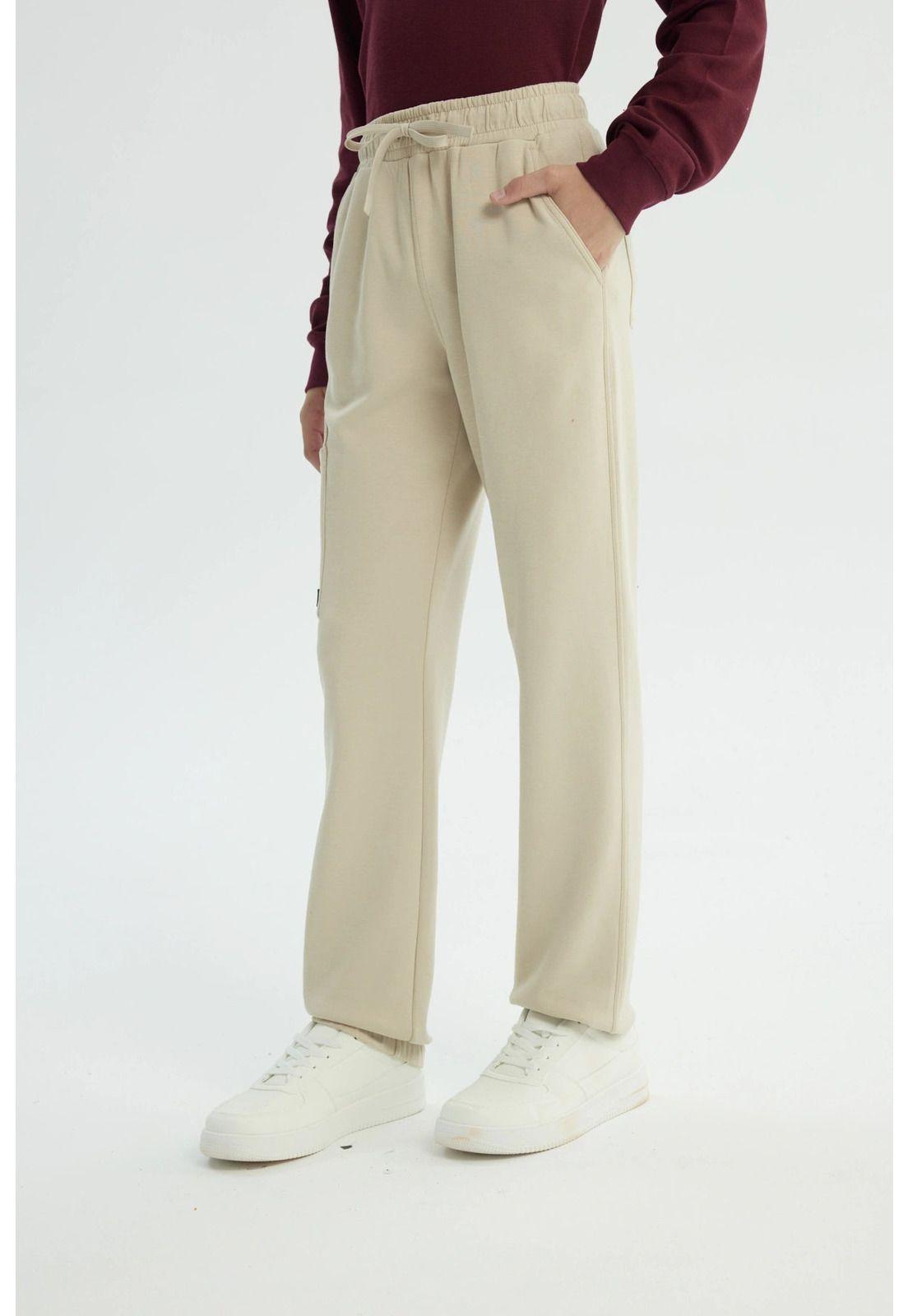 Pantalón Buzo Niño Pitillo Beige - ll-1