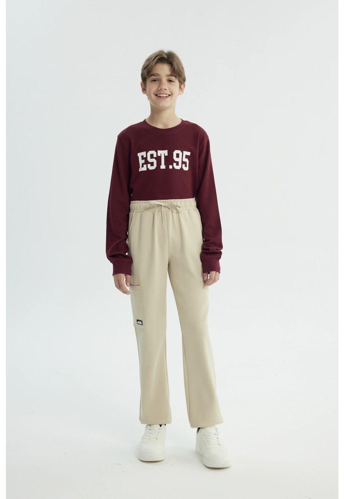 Pantalón Buzo Niño Pitillo Beige - ll-3