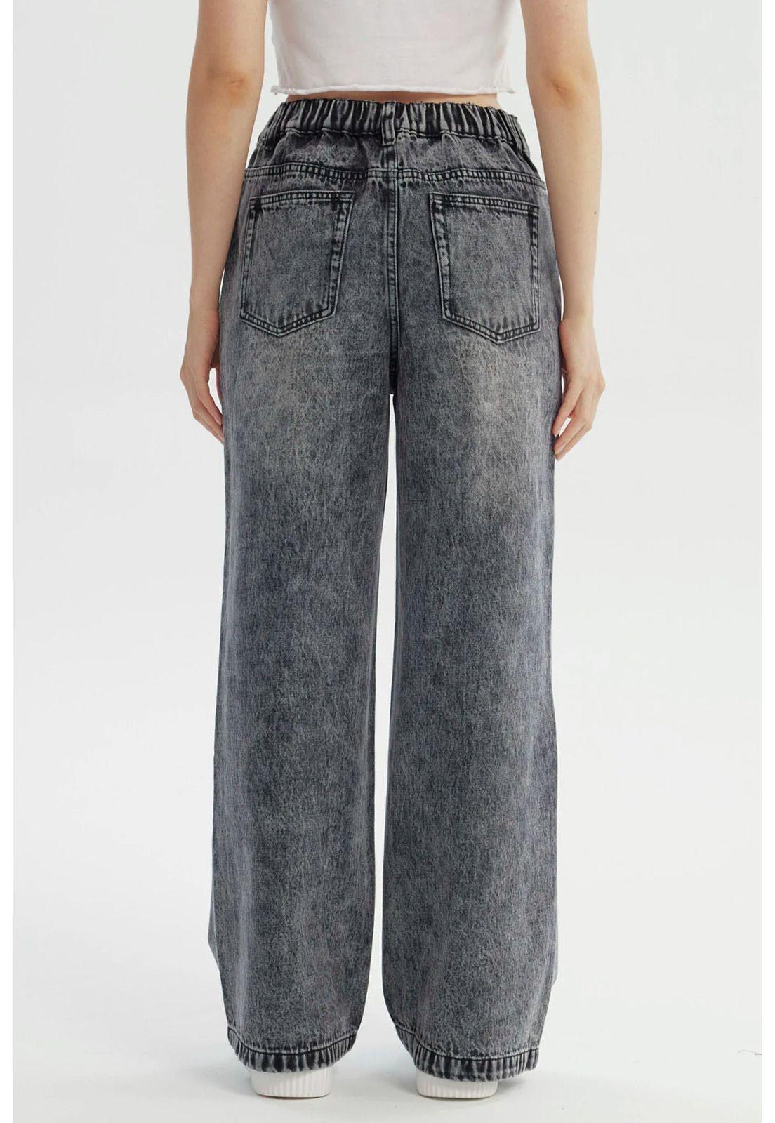 Jeans Mujer Moda Wide Leg Gris-2