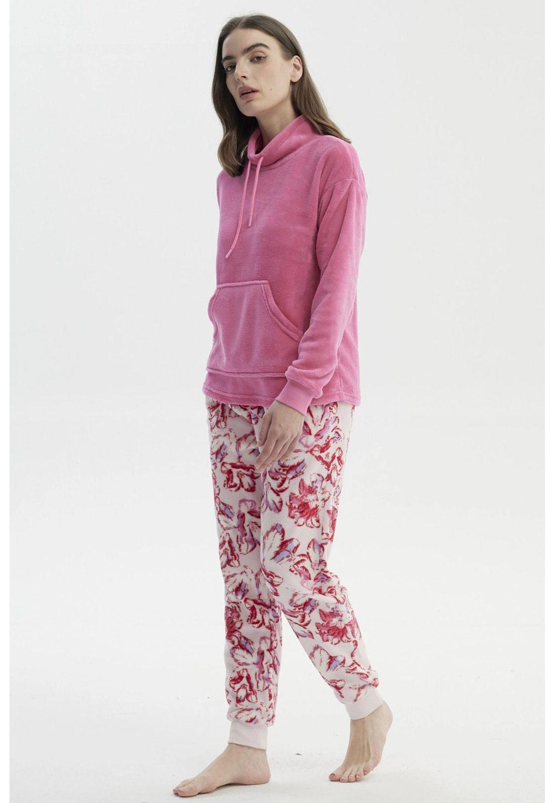 Pijama Mujer Polera Y Pantalón Fucsia - ll-3