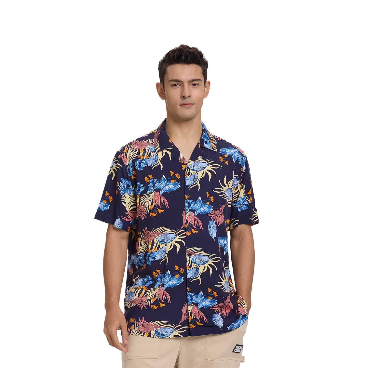 Camisa Hombre Full Print Tropical Azul Fashion's Park-0