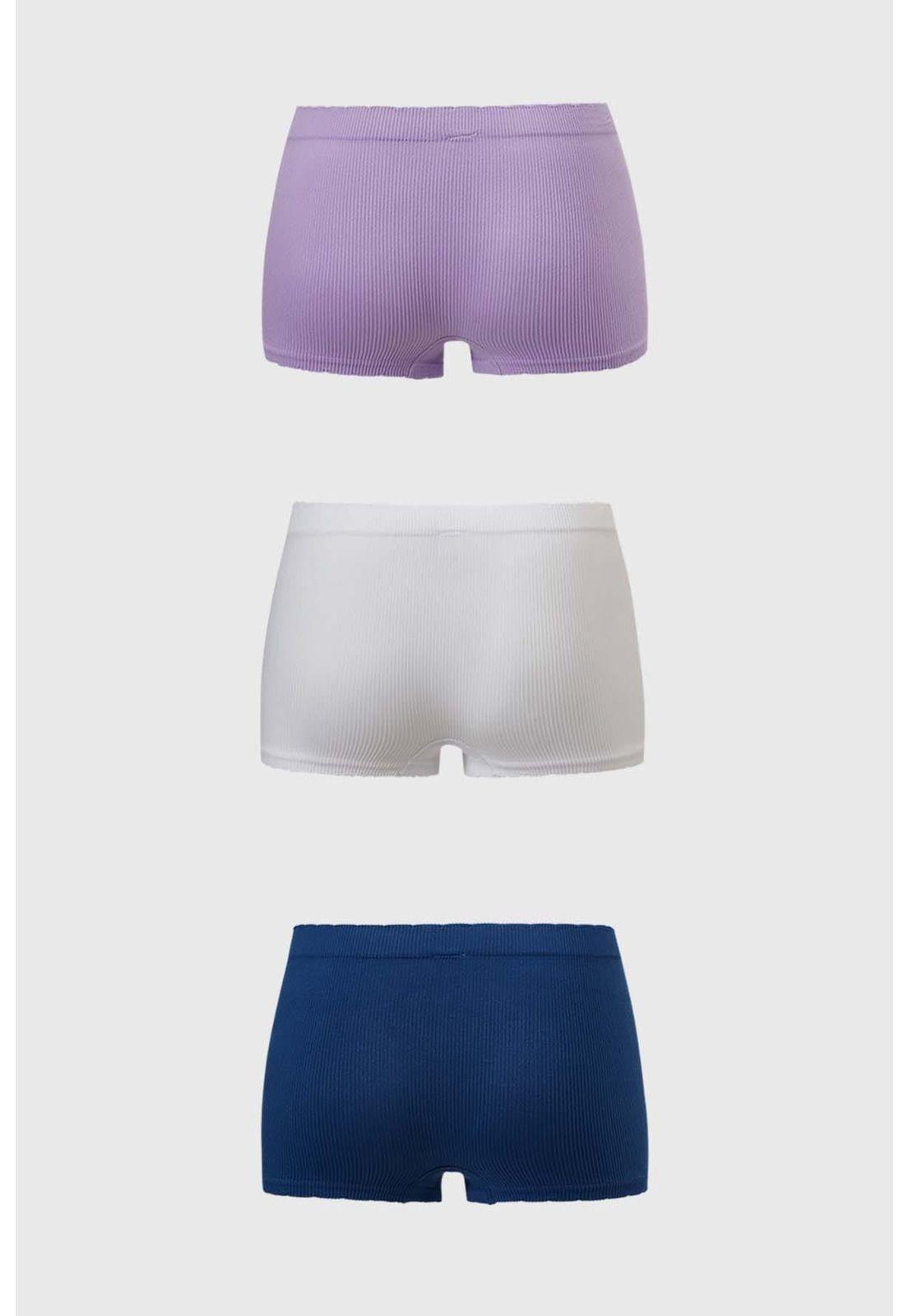 Calzón Mujer Short Tripack Rib Lila-1