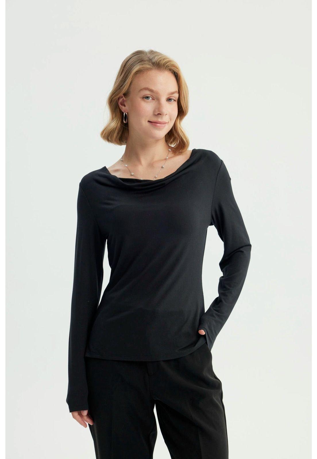 Polera Mujer Ajustada Negro - ll-0