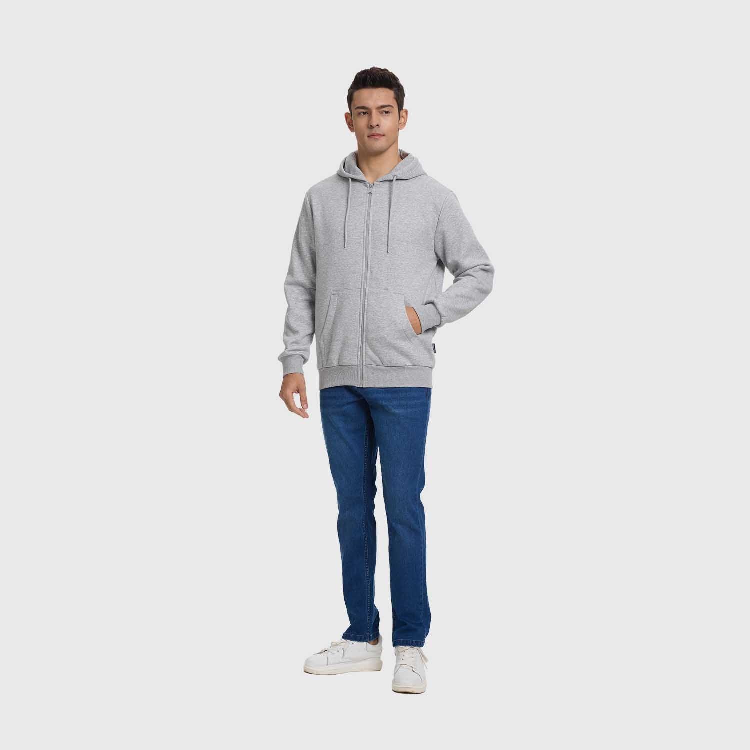 Polerón Hombre Full Zipper Gris Melange Fashion's Park-3