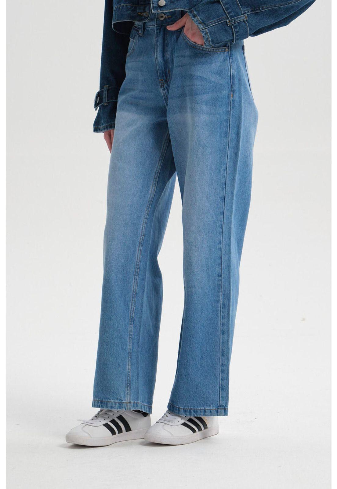 Jeans Mujer Ajuste Cintura Azul Claro-1