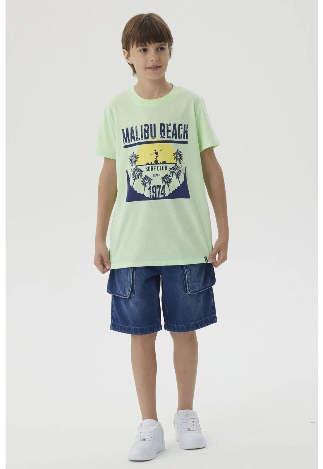 Polera Niño Básica Estampada Verde Claro- ll-3
