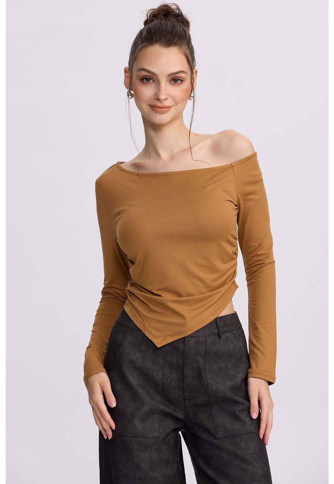 Polera Mujer Asimétrica Camel-0