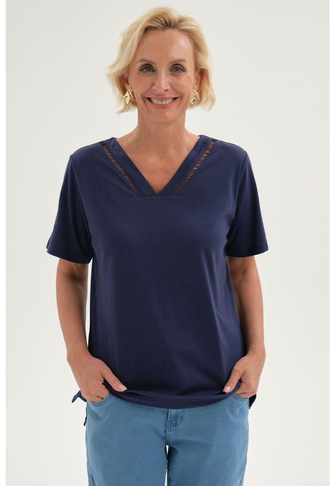 Polera Mujer Lisa Azul-0