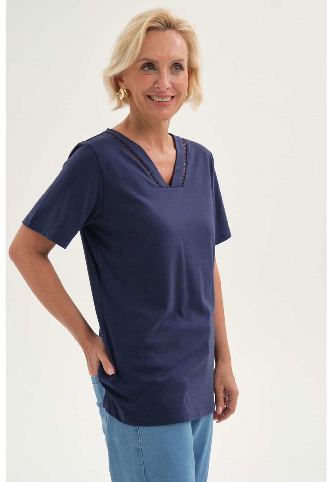 Polera Mujer Lisa Azul-1