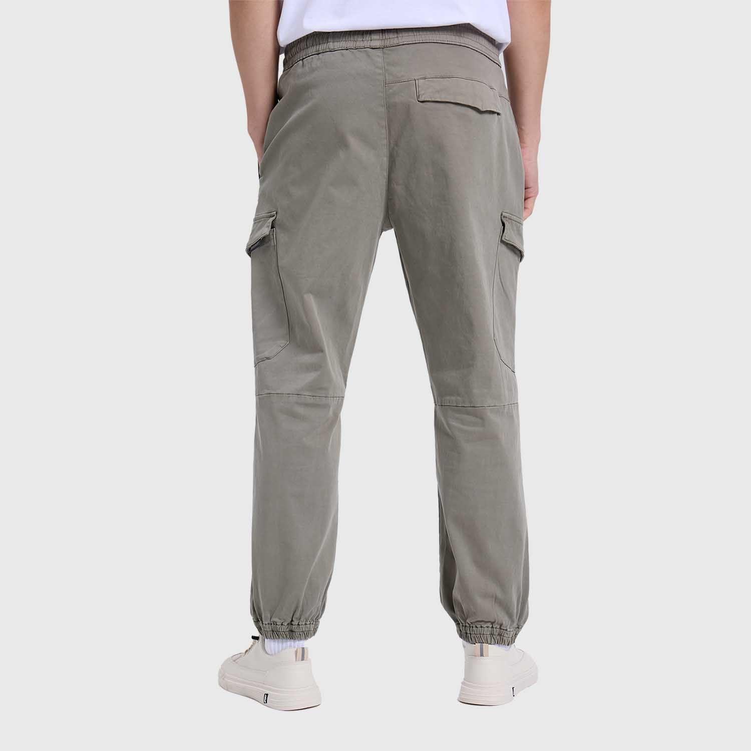 Pantalón Hombre Cargo Gabardina Verde Militar-2