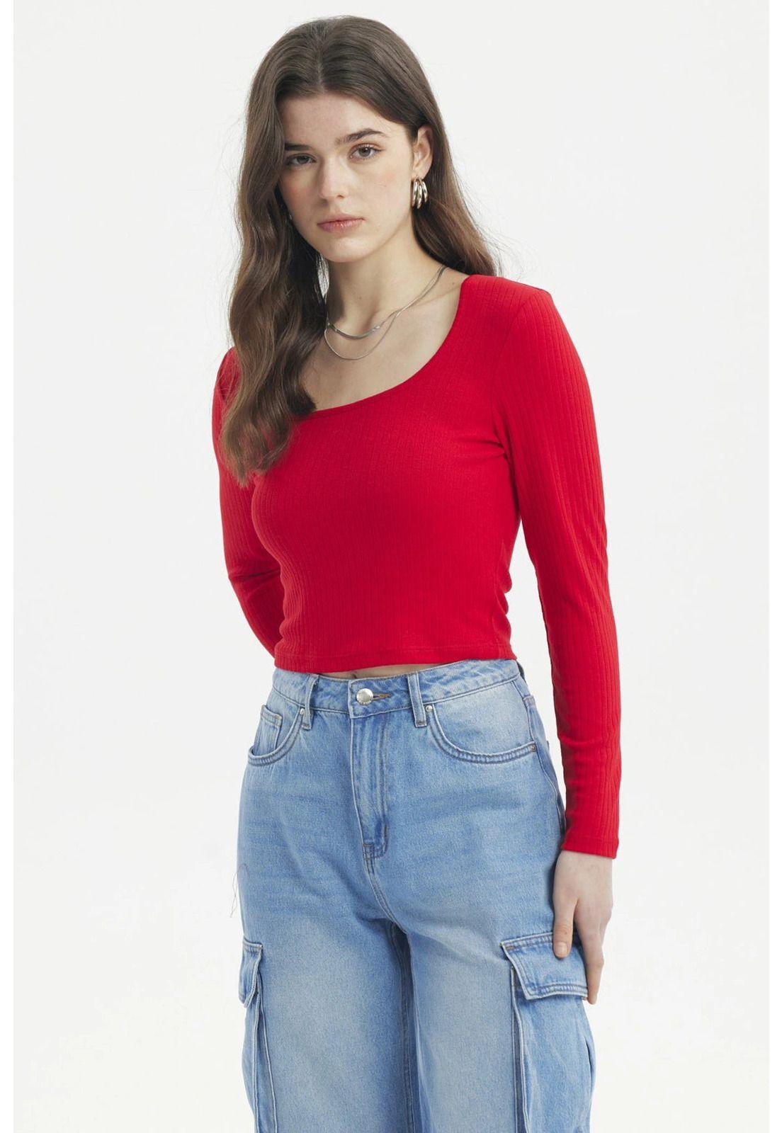 Polera Mujer Rib Rojo - ll-1