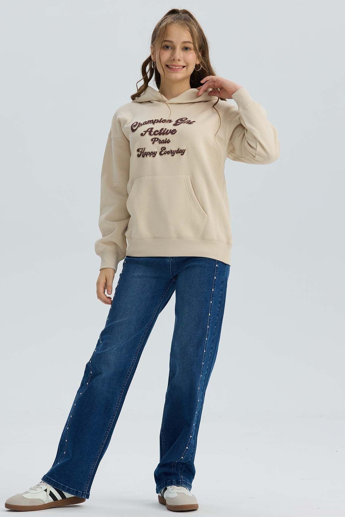 Polerón Niña Print Beige-3